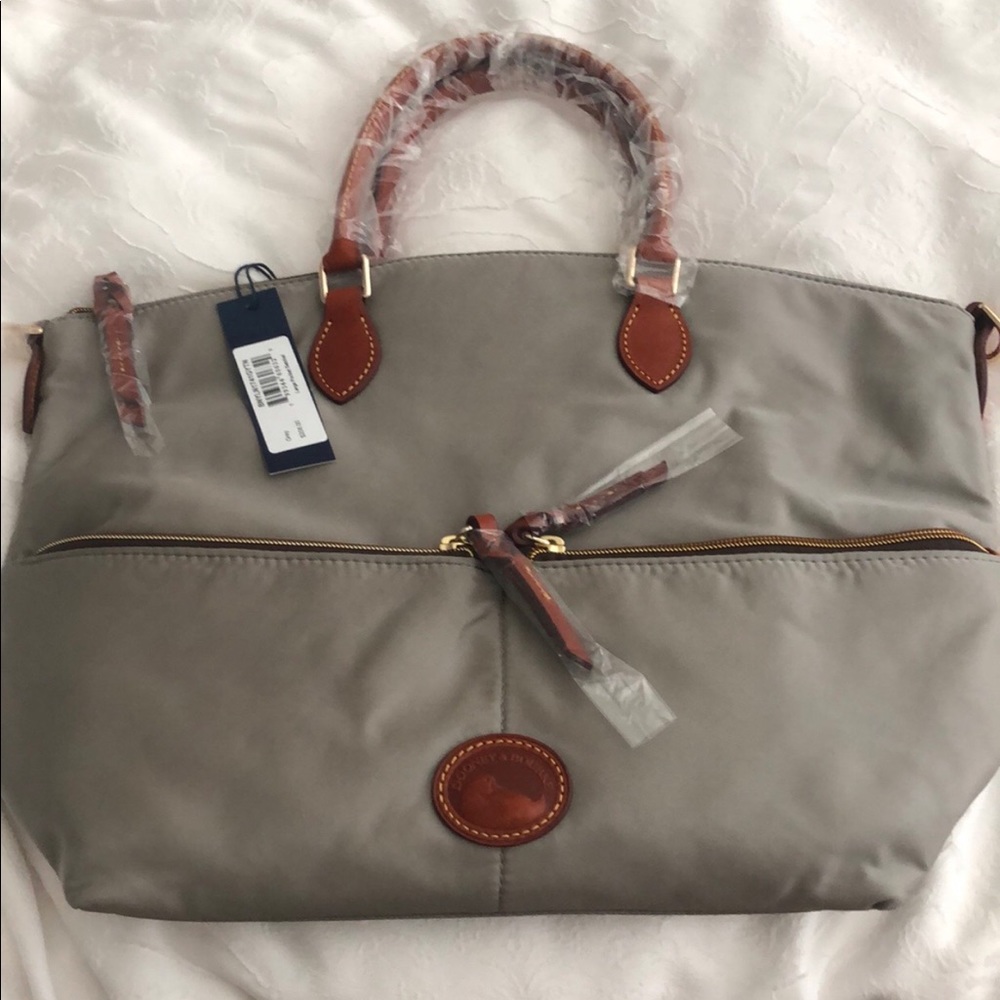 Nylon Large Pocket Satchel Grey Brand New w/ tags